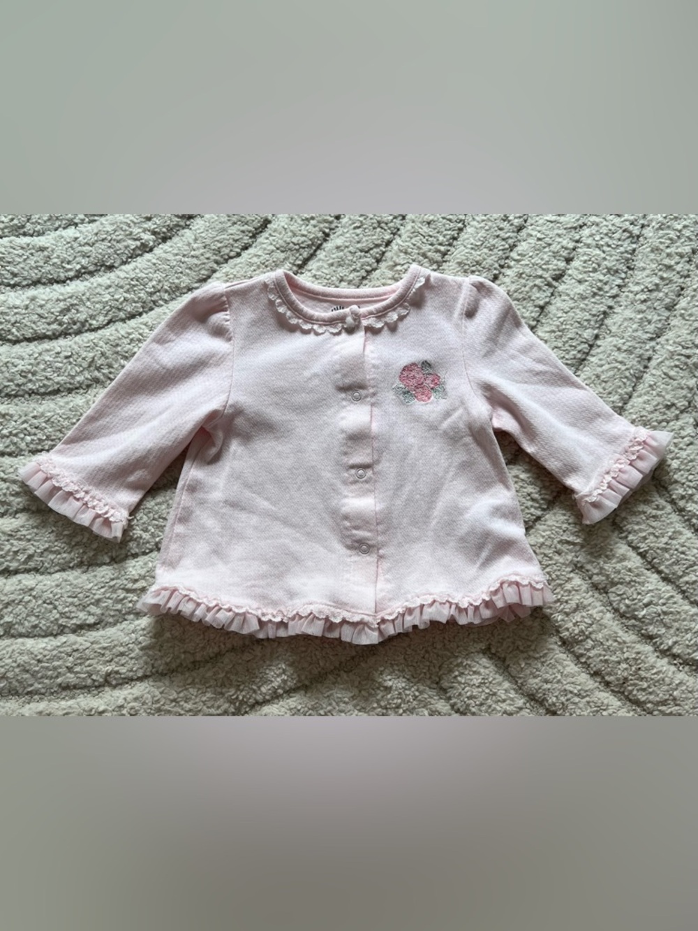 Little Me 6-9 Month Pink Floral Embroidered Matching Set